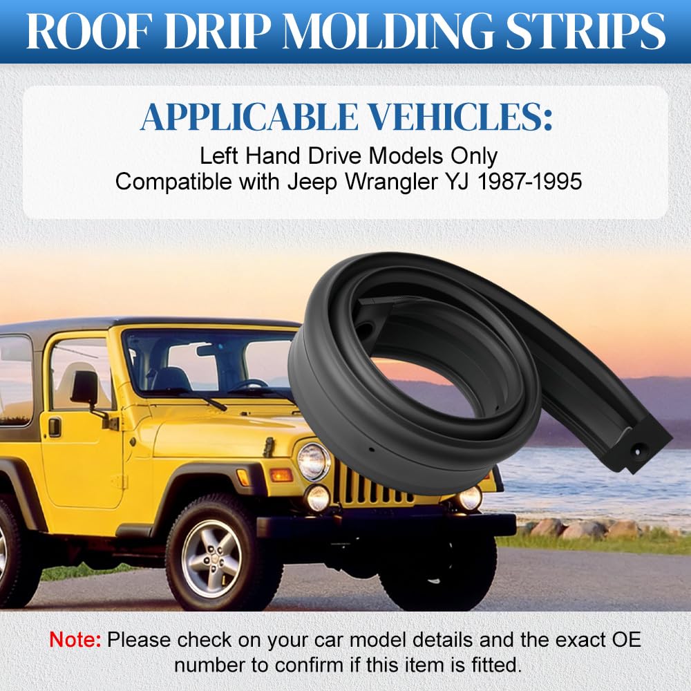 Junta de goma para marco de parabrisas compatible con Jeep Wrangler YJ 1987-1995 55009127