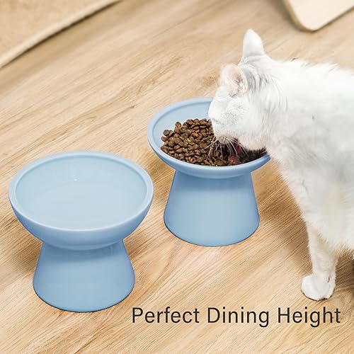 Miniatura 7 de 2 cuencos elevados de cerámica para gatos extra anchos para alimentos y agua, plato de comida poco profunda, sin plomo ni cadmio, altura elevada