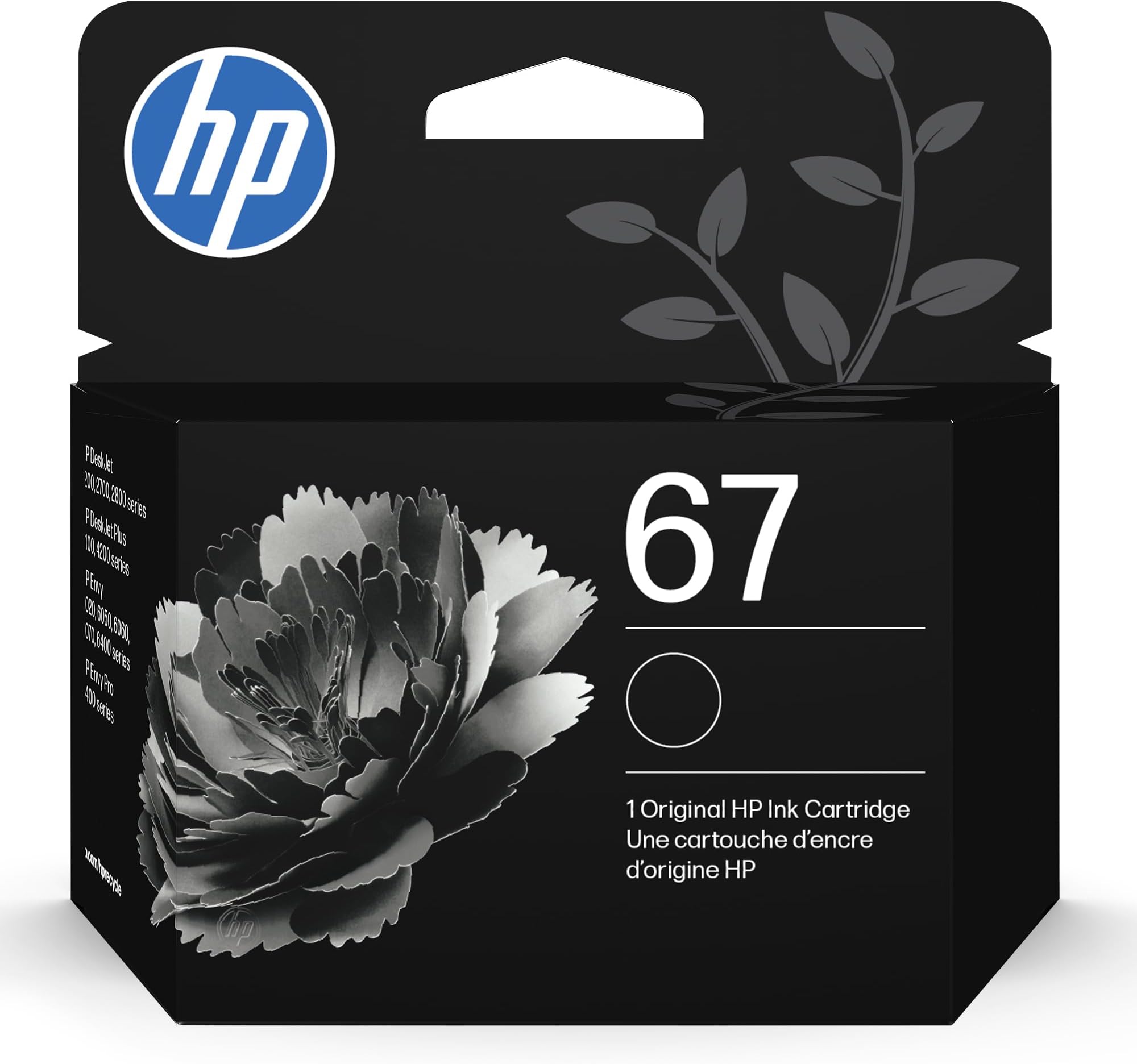 HP 67 Black Ink Cartridge for HP Printers | Works with DeskJet 1255, 2700, 4100 and ENVY 6000, 6400 Series, Eligible for Instant Ink, 3YM56AN