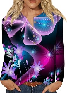 Plus Size Clubwear T Shirt Three Quarter Sleeve Pop Cool Spring Button-Dow Cozy V Neck Flower Polyester Blouses