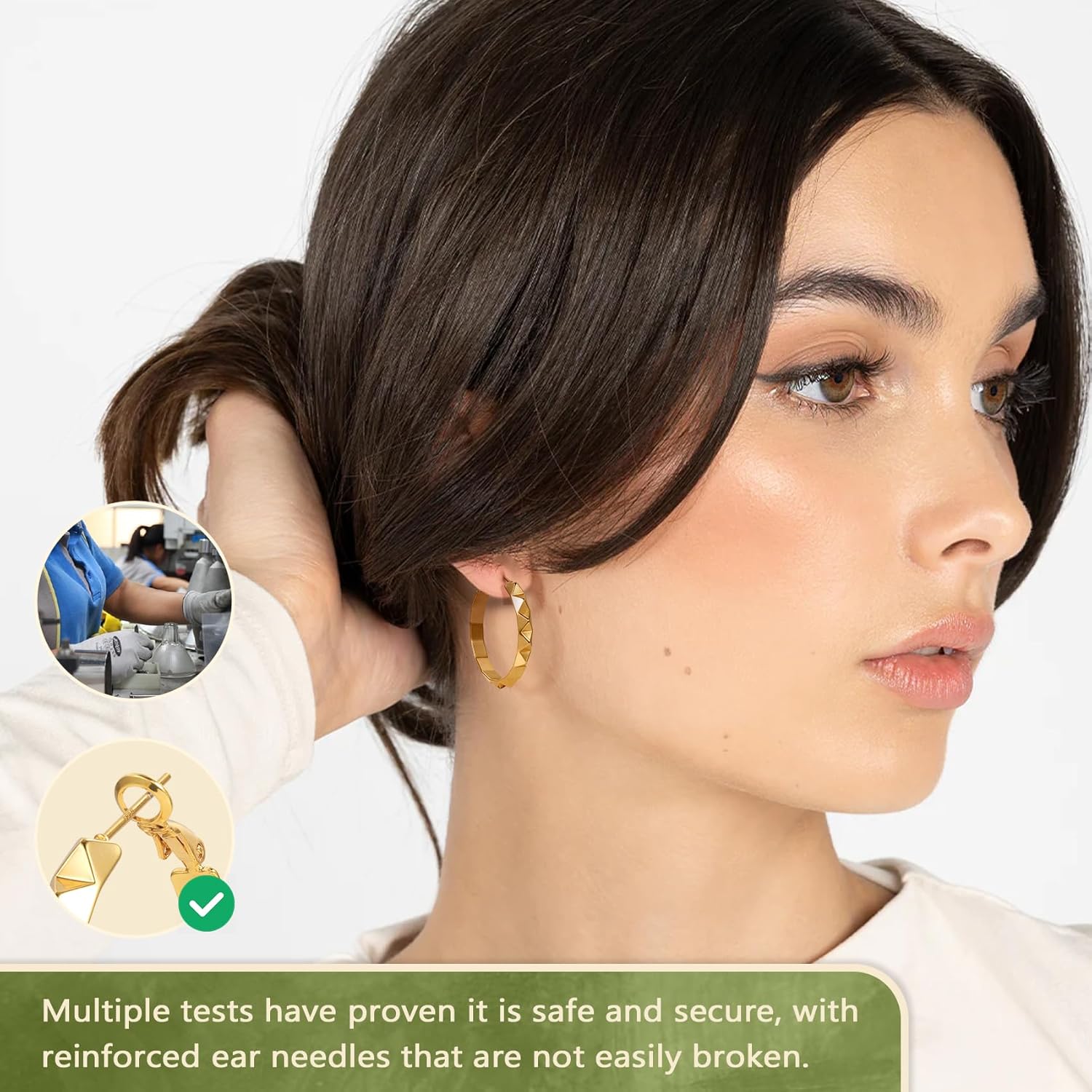 YOUNGYUE 30mm Gold Hoop Earrings for Women Hypoallergenic 925 Sterling Silver Hoop Earrings Lightweight Spike Gold Earrings for Women - Image 3