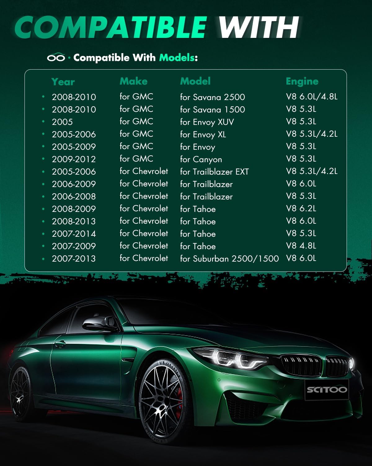 SCITOO Coil Pack of 6 Ignition Coil,for Isuzu NPR-HD 6.0L 2003-2007,for NPR 6.0L 2003-2007,for for Hummer H2 6.0L 2003-2007,for GMC Yukon XL 2500 6.0L 2000-2006 D585 C1251 19005218 UF262