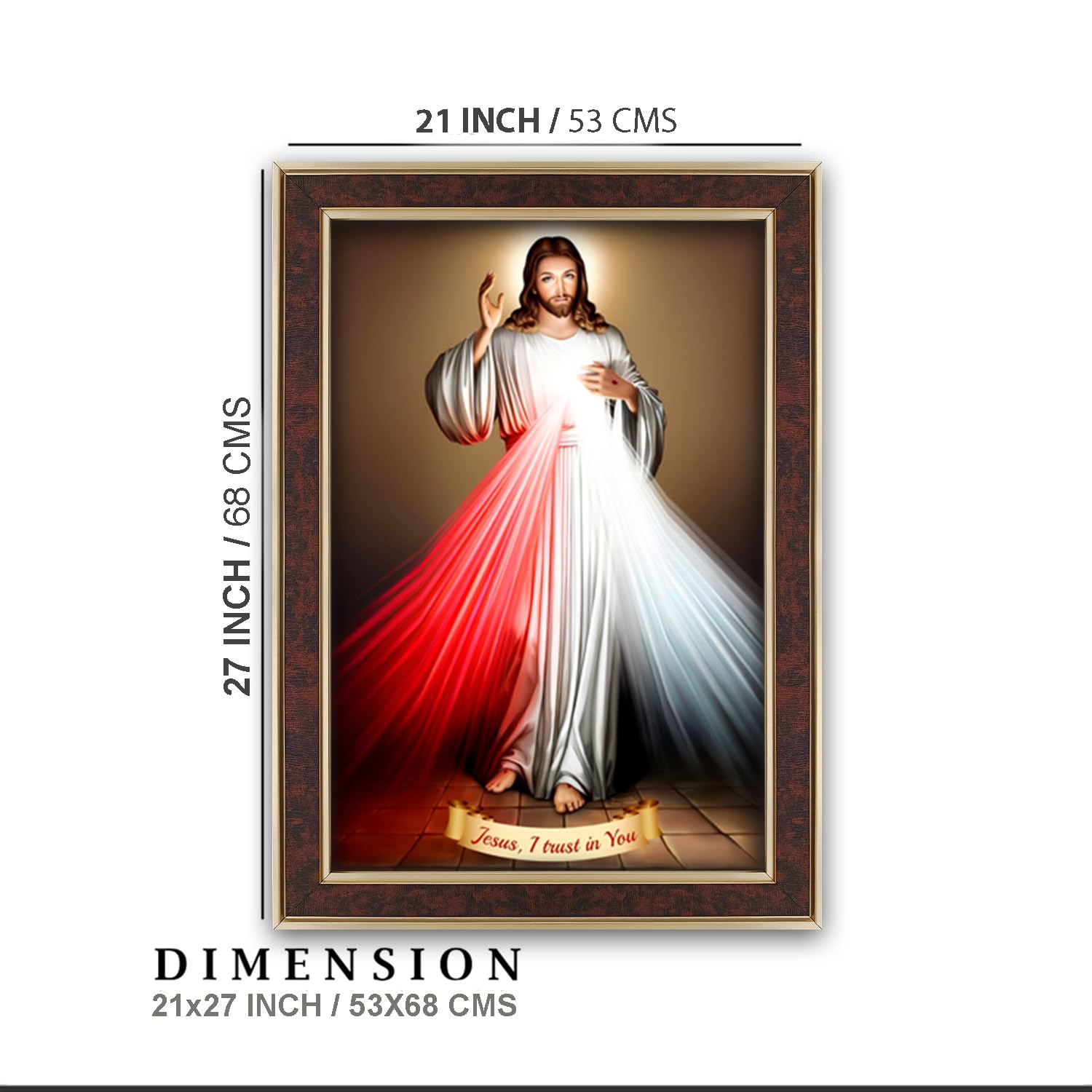 Dharvika Innovations Jesus Christ Photo with Frame, Copper Gold, 21×27 Inch, Sparkle Laminated 9954 - Image 2 thumbnail