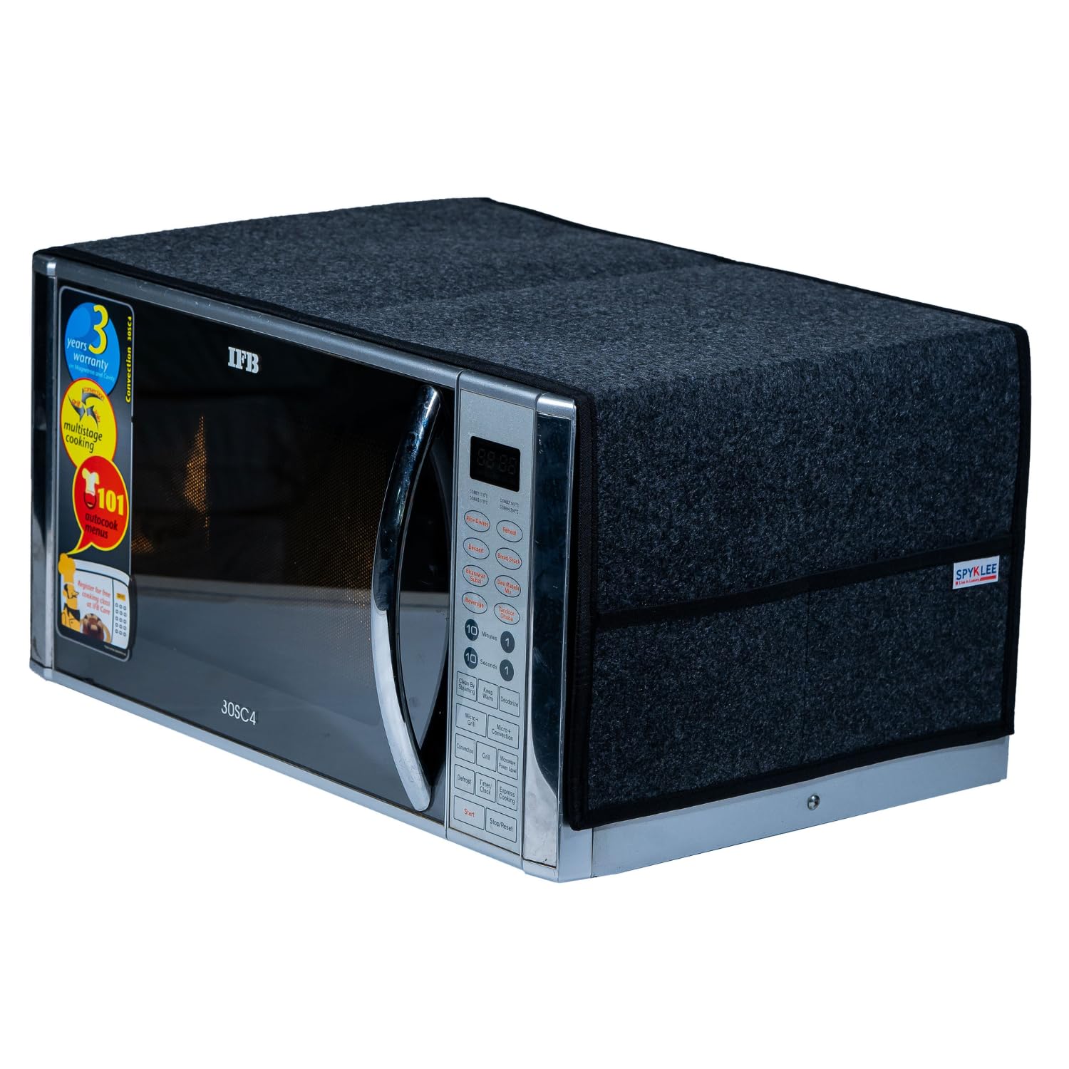 Microwave Oven Top Cover | Modern Design with 4 Side Storage Pockets | Non-woven Felt | Durable Dustproof Waterproof Heat Resistant | for OTG & Kitchen Appliance Protector(Black, 40X14 Inches)