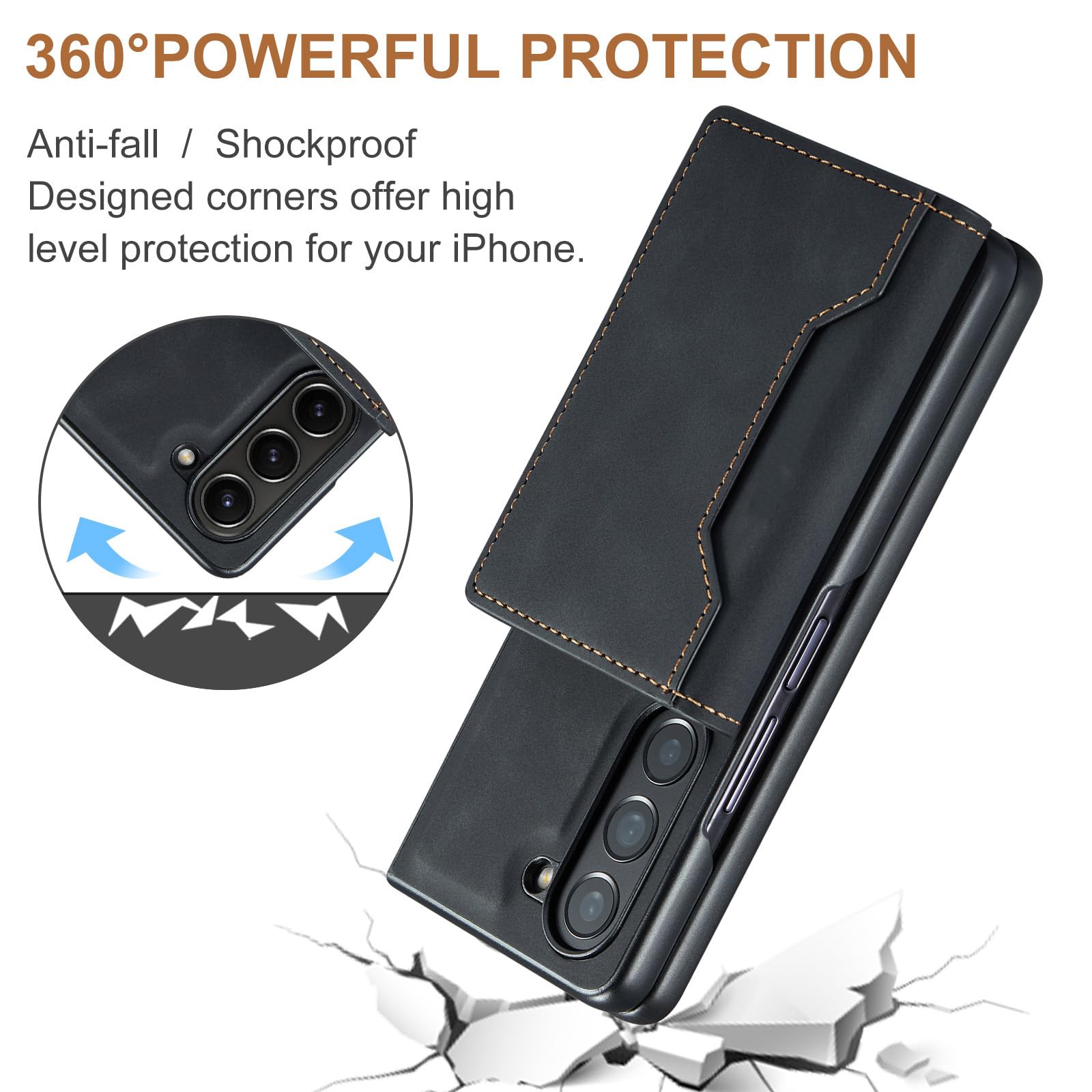 Custodia Magnetica For Samsung Galaxy Z Fold 8 Ultra, Cover In Pelle Business Retrò Con Funzione Cavalletto Custodia A Portafoglio Staccabile(Black)