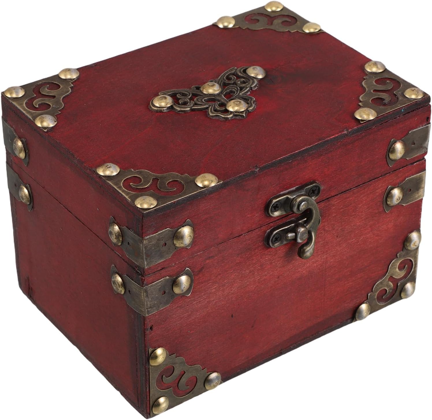 Vintage Pirate Chest Keepsakes Box - Wooden Treasure Chest for Desktop - Decorative Box for Jewelry Coins Collectibles Storage - 5.8x4.33x4.1, Green