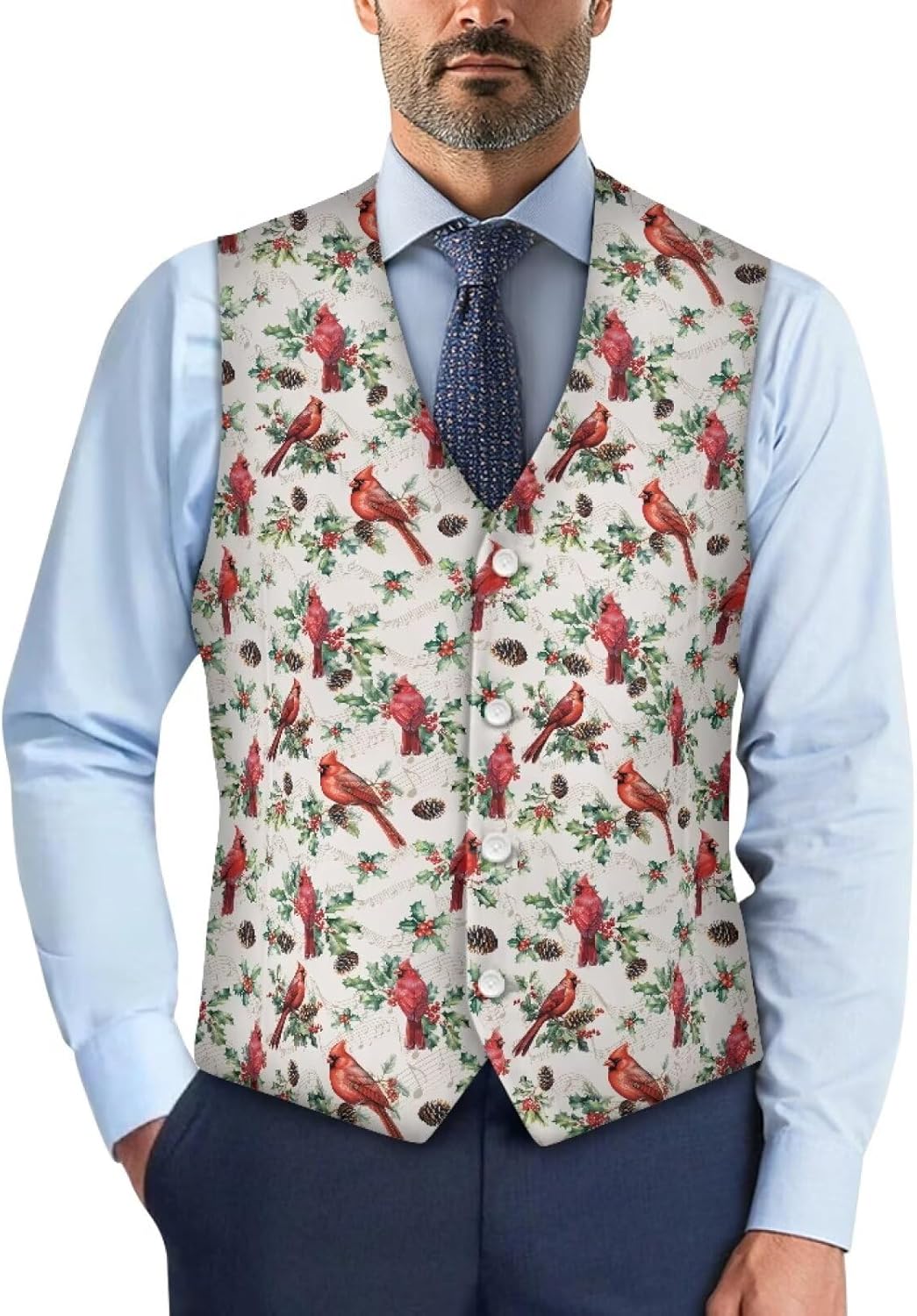 Christmas Suit Jackets for Men Lightweight Men's Suit Vests for Casual Party V-Neck Mens Waistcoat with Strap