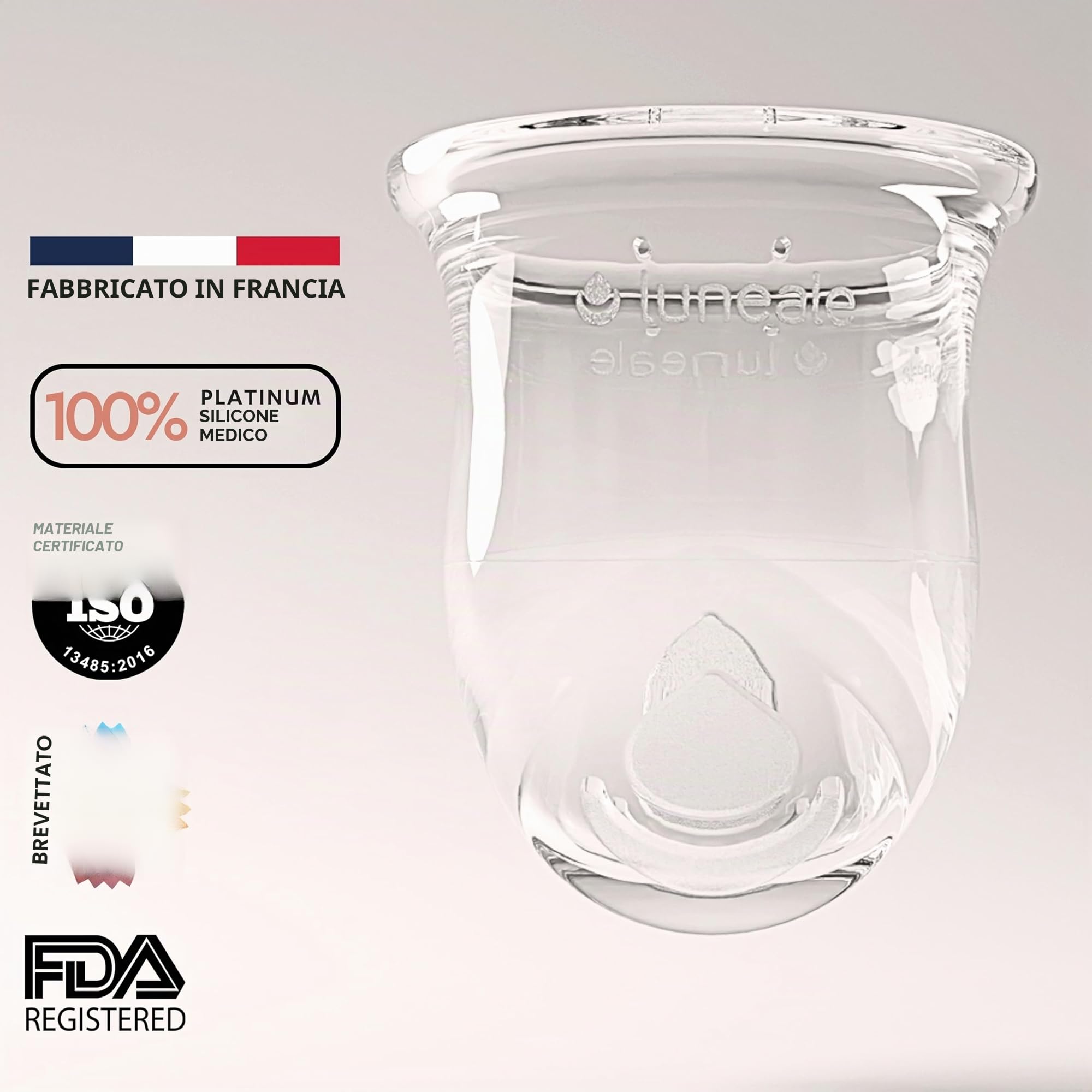 La Cup Luneale - coppetta mestruale - design ergonomico esclusivo creato con ostetriche - fabbricazione francese - 100% silicone medico al platino (M - Flusso medio/abbondante)
