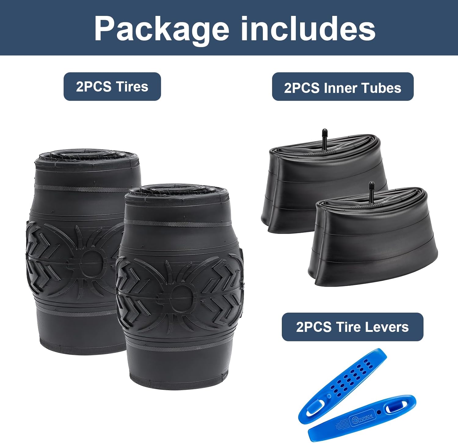 YUNSCM 2-PCS 26" Fat E-Bike Tires 26X4.0/(100-559) and 26" Heavy Duty Bike Tubes Schrader Valve Compatible with Road Bike 26 X 4.0 Bicycle E-Bike Tires and Tubes (Y-1291)