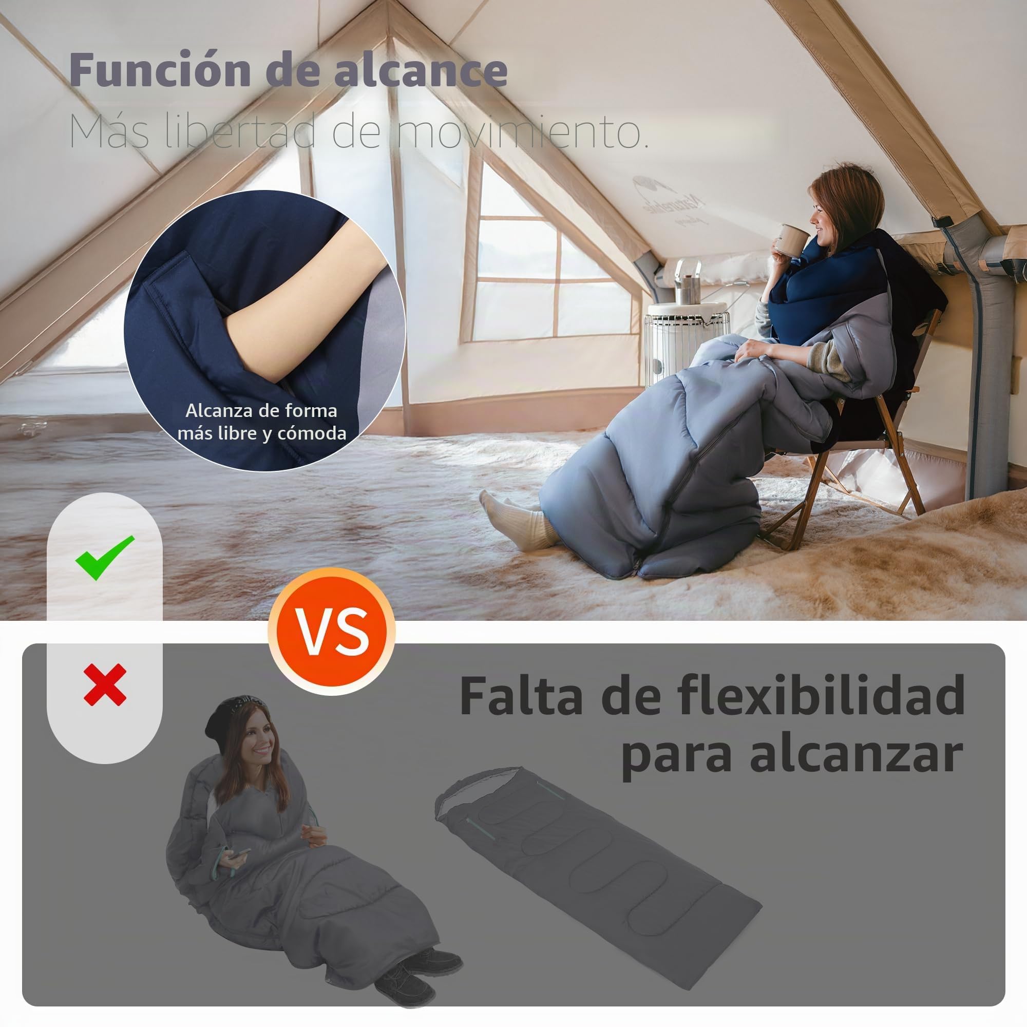 Naturehike Saco de dormir con capucha para camping, ligero y cómodo, ideal para aventuras al aire libre y viajes