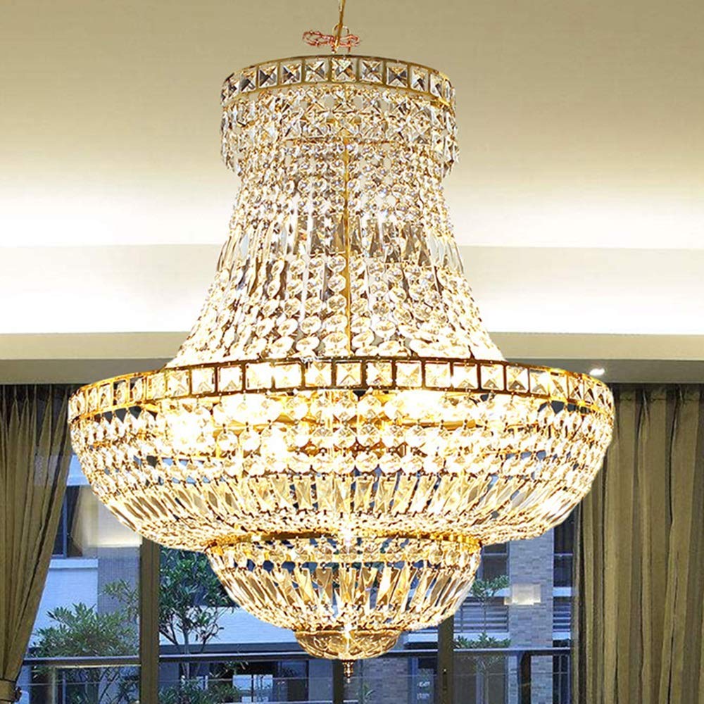 Lampadario Decorativo per mobili da Hotel in Cristallo di Lusso retrò Europeo Lampadario per Scale Diametro 60 cm Lampada da soffitto Villa Hotel Ristorante Soggiorno Luce Calda do