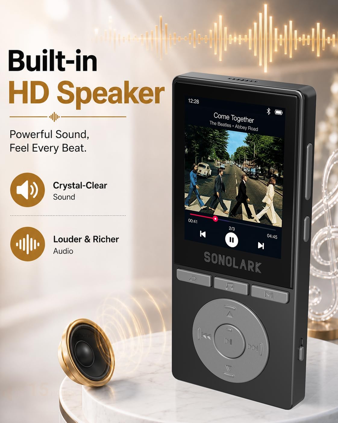 90GB MP3 Player with Bluetooth 5.3, 2.4" Color Screen MP3 with HD Speaker