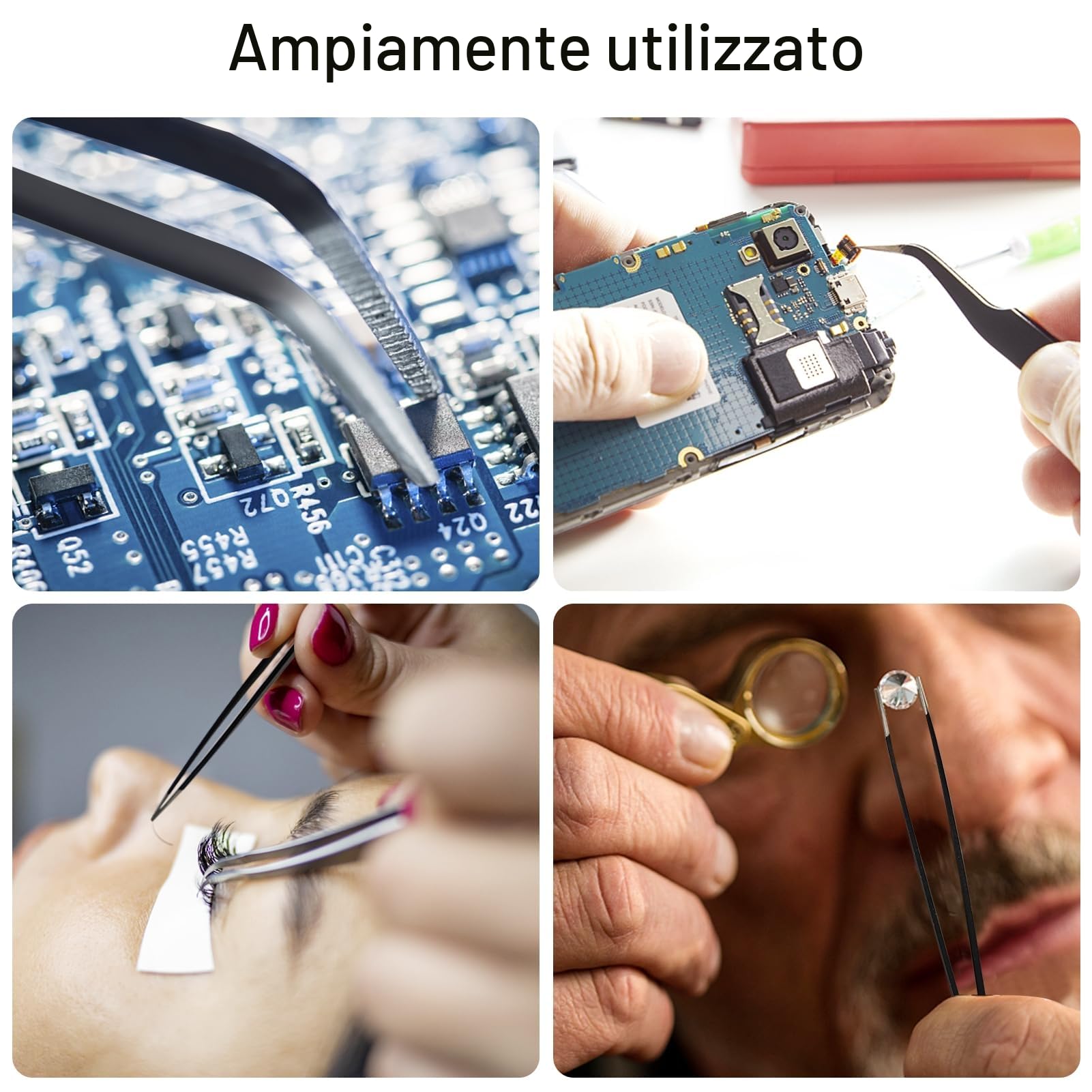 Pinzette ESD in acciaio inox di precisione antistatiche per riparazioni elettroniche