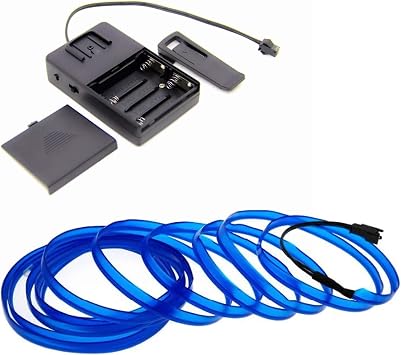 1-Pack 5m/16.4ft Blue Neon LED Light Glow EL Wire - 3.2 mm Thick - Powered by 6V Portable - 4AAA - Sound Active - Craft Neon Wire String Light for DIY Project Costume Accessories Cosplay