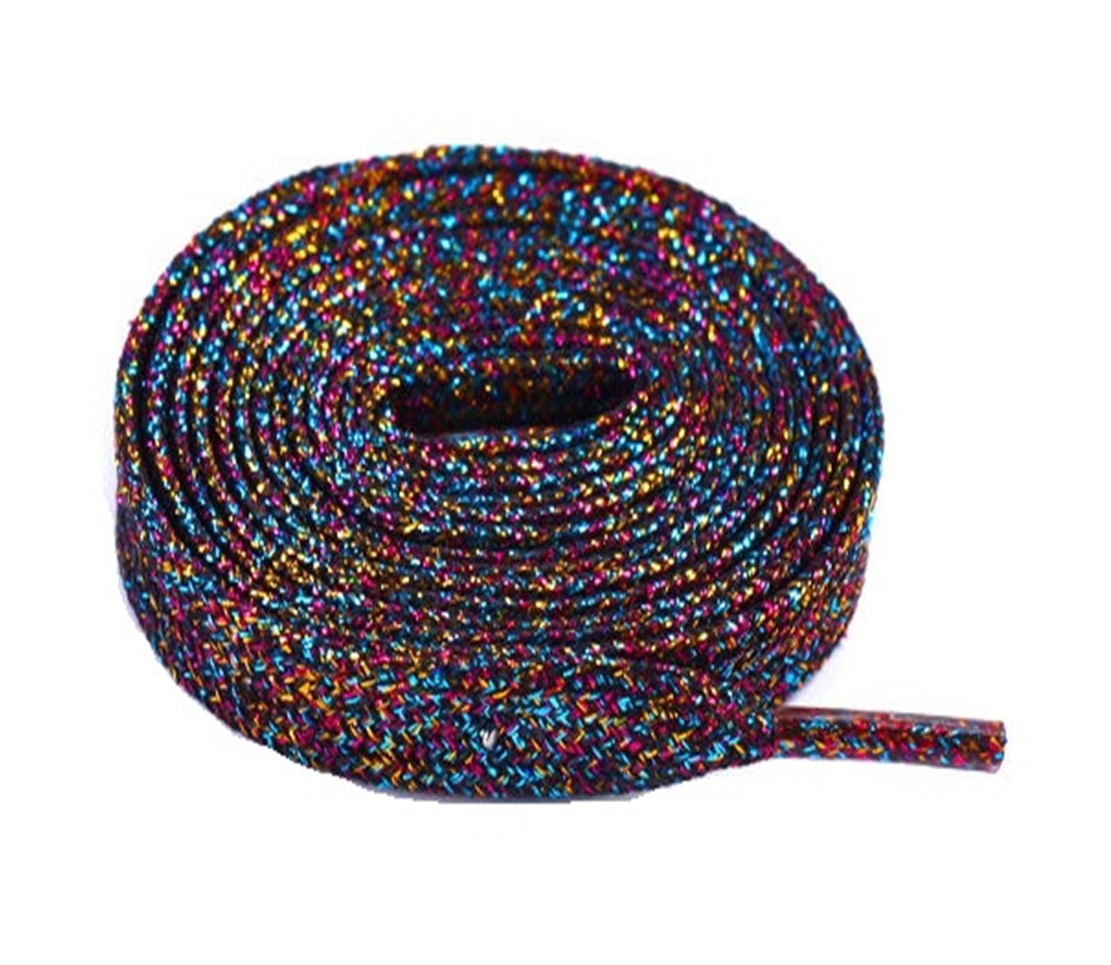 GPDNBIEU Shoelaces, Colorful Shoelaces Metallic Shiny Gold Shoelace Silver Flat Shoe Laces Running(Dark Tricolor,160cm)