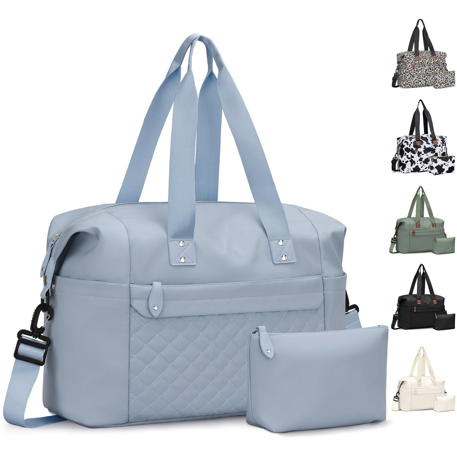 PritentTravel Duffle Bag, Waterproof Weekender Overnight Hospital Bags for Women Men with Toiletry Bag Lightweight Carry on Personal Item Duffle Gym Bag for Travel, Airplanes, Sports