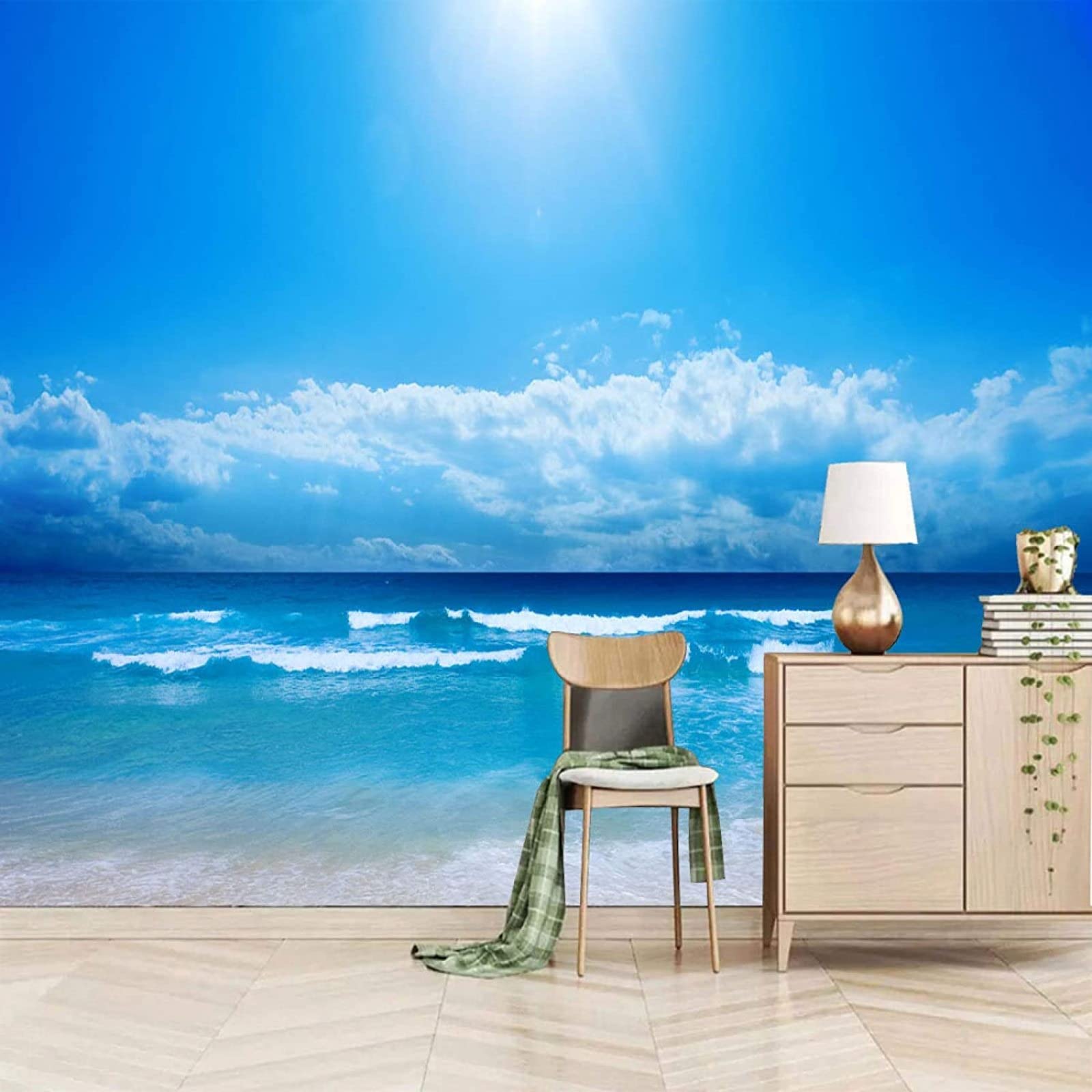 Carta Da Parati 3D Mare Cielo Blu Mare Livello Carta Da Parati Camera Letto Moderna Fotomurali 3D Gigante Murale Decorazione