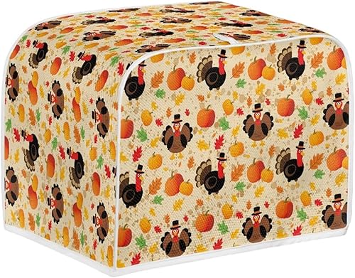 Vista 152 de UNICEU Funda acolchada para tostadora con patrón de café, se adapta a la mayoría de tostadoras estándar de 4 rebanadas patrón de café,Hojas de otoño