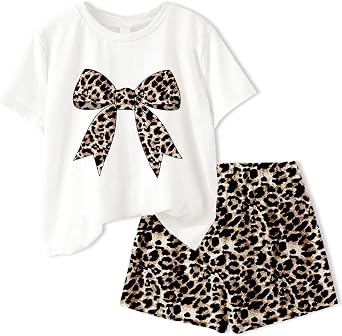 Doresbebe Kid Girls Clothes Summer Girls Outfits Pattern T-shirt Tops+Leggings Shorts Set 2 Piece Spring Clothes Set