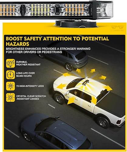 Miniatura 10 de LUMENIX Barra de luces estroboscópicas para techo, barra de luces LED blanca y verde de emergencia con luz intermitente de advertencia de seguridad