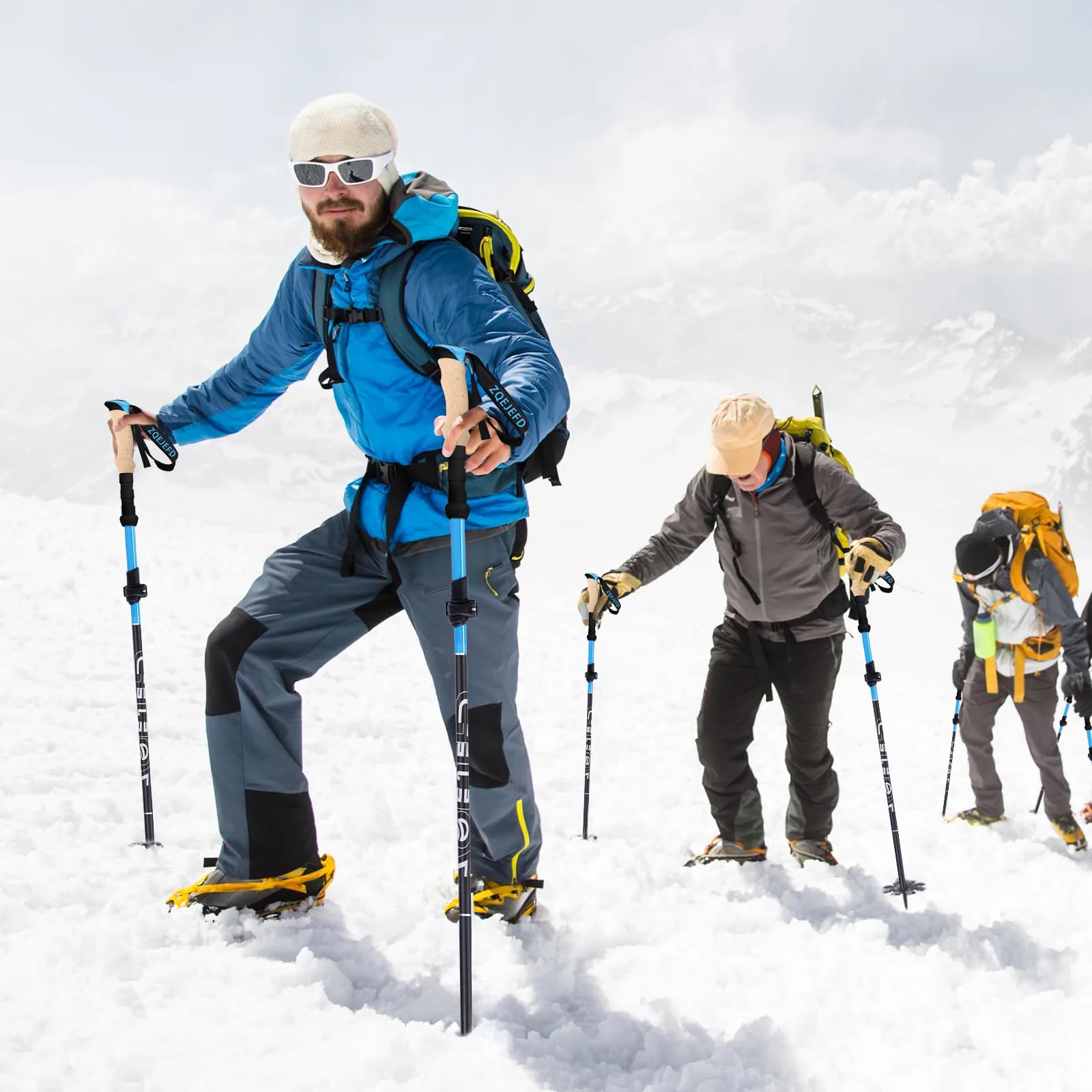 Bastoni Trekking Bastoncini da Trekking, 2 Pezzi Nordic Walking Bastoncini Pieghevole Regolabile 108-135cm, Bastoncini Trekking Carbonio Alluminio 7075 con 5 Paia di Puntali in Gomma