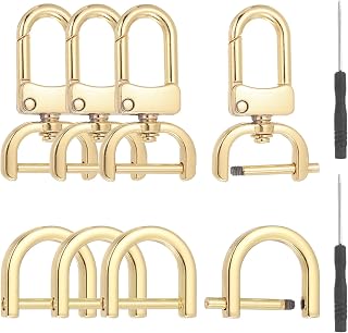 MECCANIXITY 10 Pcs D Rings Swivel Clasp Hooks (Light Gold 0.63Inch) | Detachable Snap Hooks Swivel Clasps and Screwdriver for Bag Strap Purse Lanyard DIY Craft Hardware