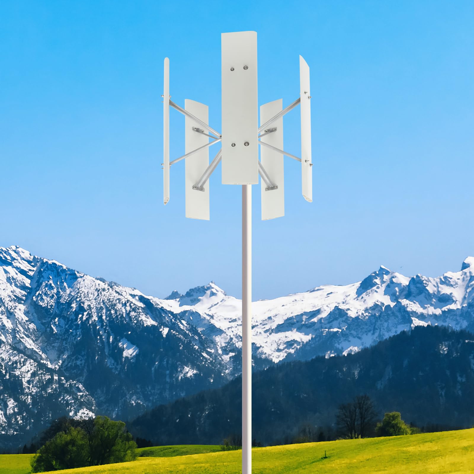 Mini impianto eolico turbina eolica verticale per balcone generatore di energia elettrica con controller, generatore eolico a 5 pale 24V energia eolica per casa, barca, illuminazione stradale