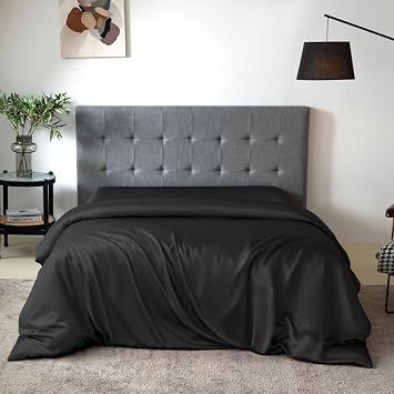 THXSILK Silk Duvet Cover, 100% 7A+ Mulberry Silk Comforter Cover, Seamless, Breathable, Easy Care Zipper Closure, 1 Duvet Cover Only - Twin, Black