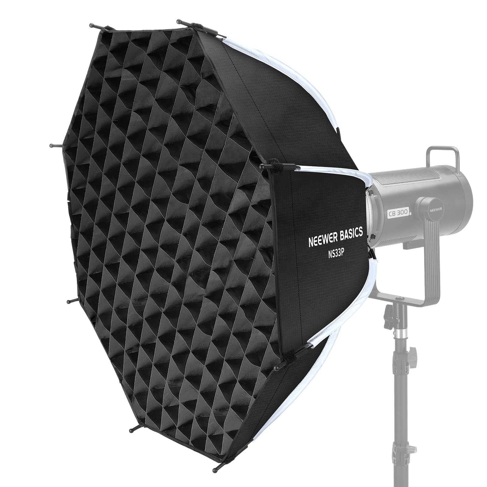 NEEWER Basics Achteckige Softbox Set für Studio Videoaufzeichnung Streaming, 25.6"/65cm Schnellspanner Bowens Mount Soft Box/Grid/Licht Diffusoren für Dauerlicht & Strobe Blitz, NS33P