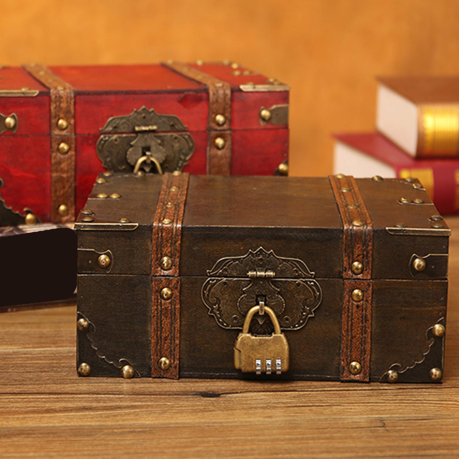 Scatola portaoggetti multifunzionale in legno per cassettiera Top Holding gioielli cosmetici accessori retrò antico regalo