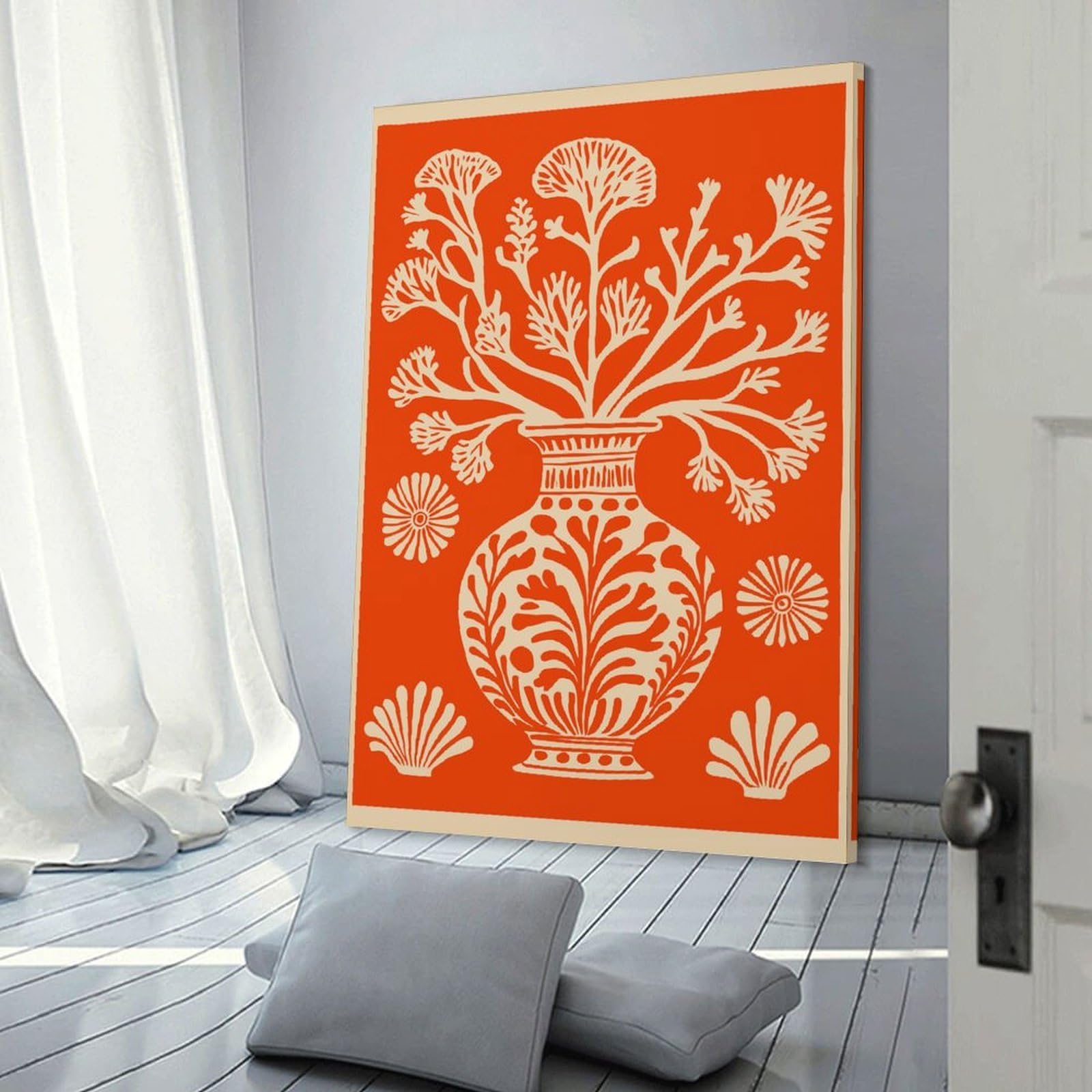 Junmoney Frame-Style-3 Canvas Art Print Floral Vase Art Print, 20X30inch(50X75cm), For Gallery Wall Decor And Room Displays, Wall Decor Suited To Curated Displays