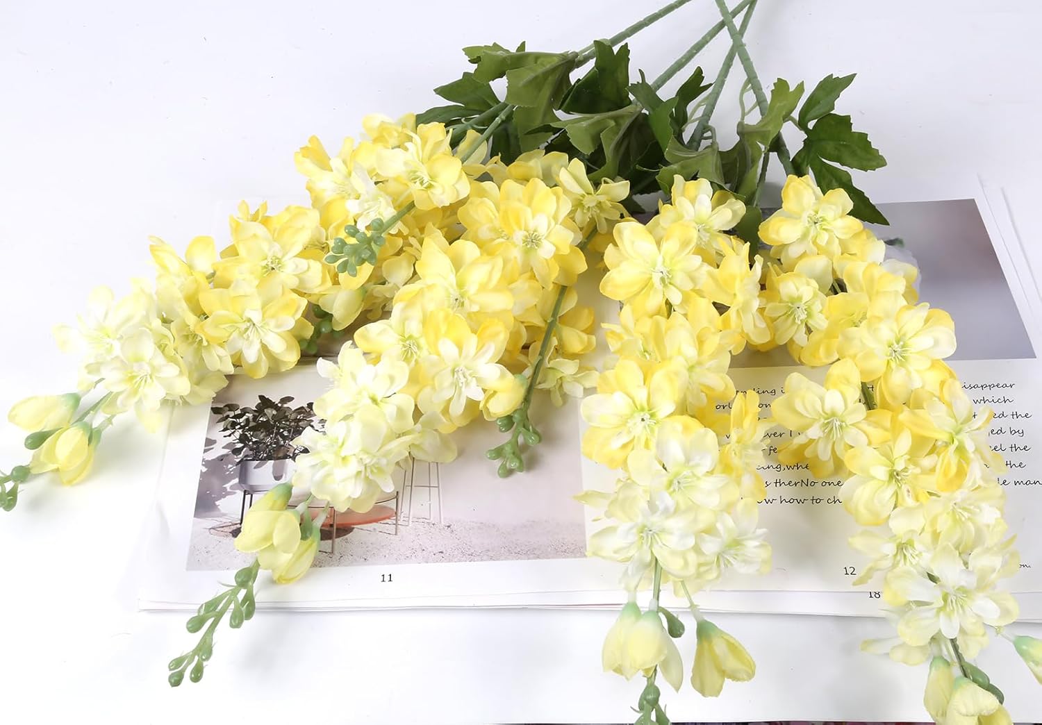 6PCS Yellow Delphinium Artificial Flowers 33" Larkspur Silk Long Stem for Tall Vase Wedding Centerpieces, Tables, Home Decor Indoor - Image 4