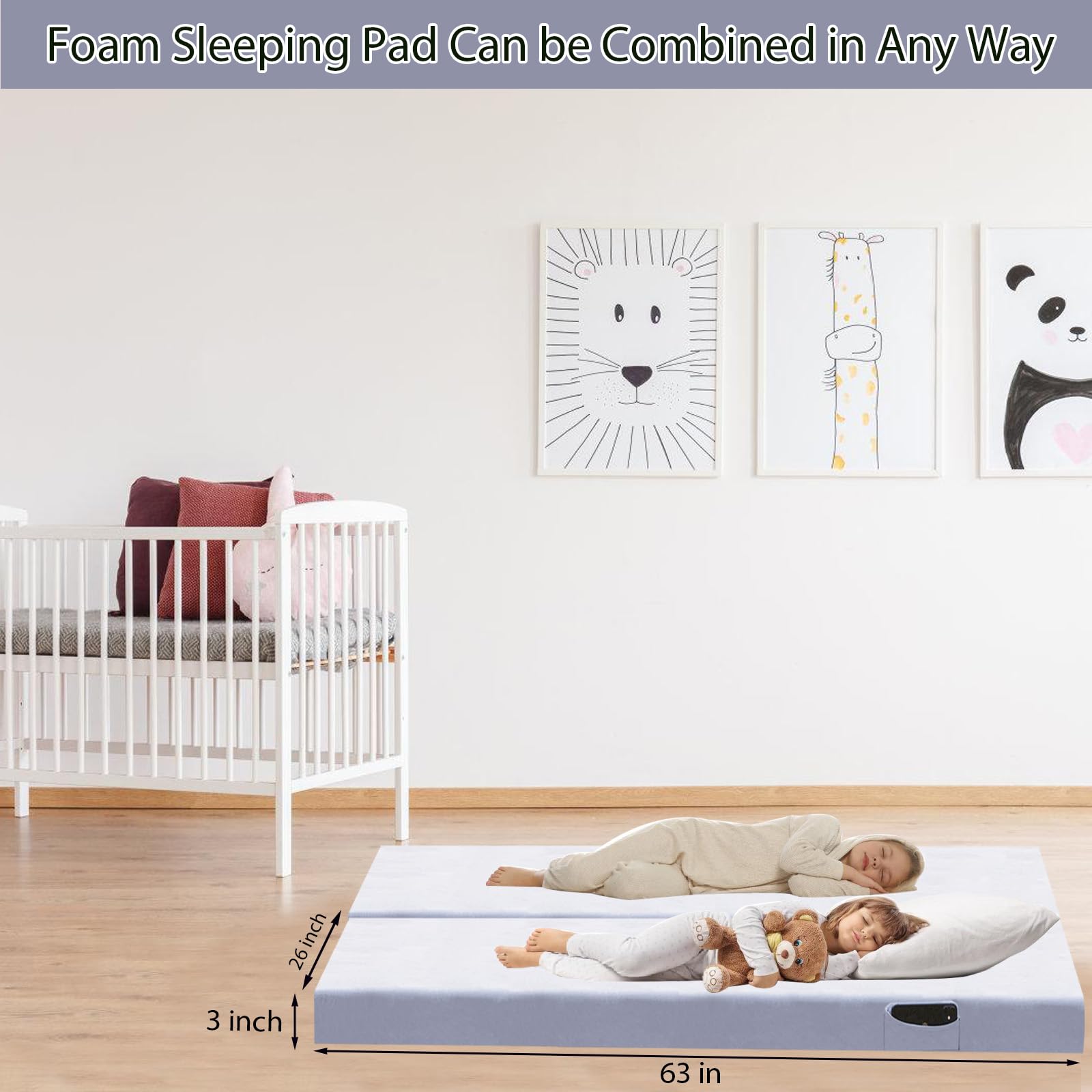 Dotpilgo Memory Foam Camping Mattress Pad Portable Roll Up Bed Mattress Topper Lightweight Sleep Mat Cot Mattress Pad Guest Bed for Adults Travel Car Camping with Removable Waterproof Cover Travel Bag