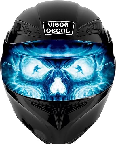 Calcomanía gráfica de calavera para visera de casco compatible con Icon Shoei Bell HJC Scorpion AGV V2 (V32 Skull Flames)
