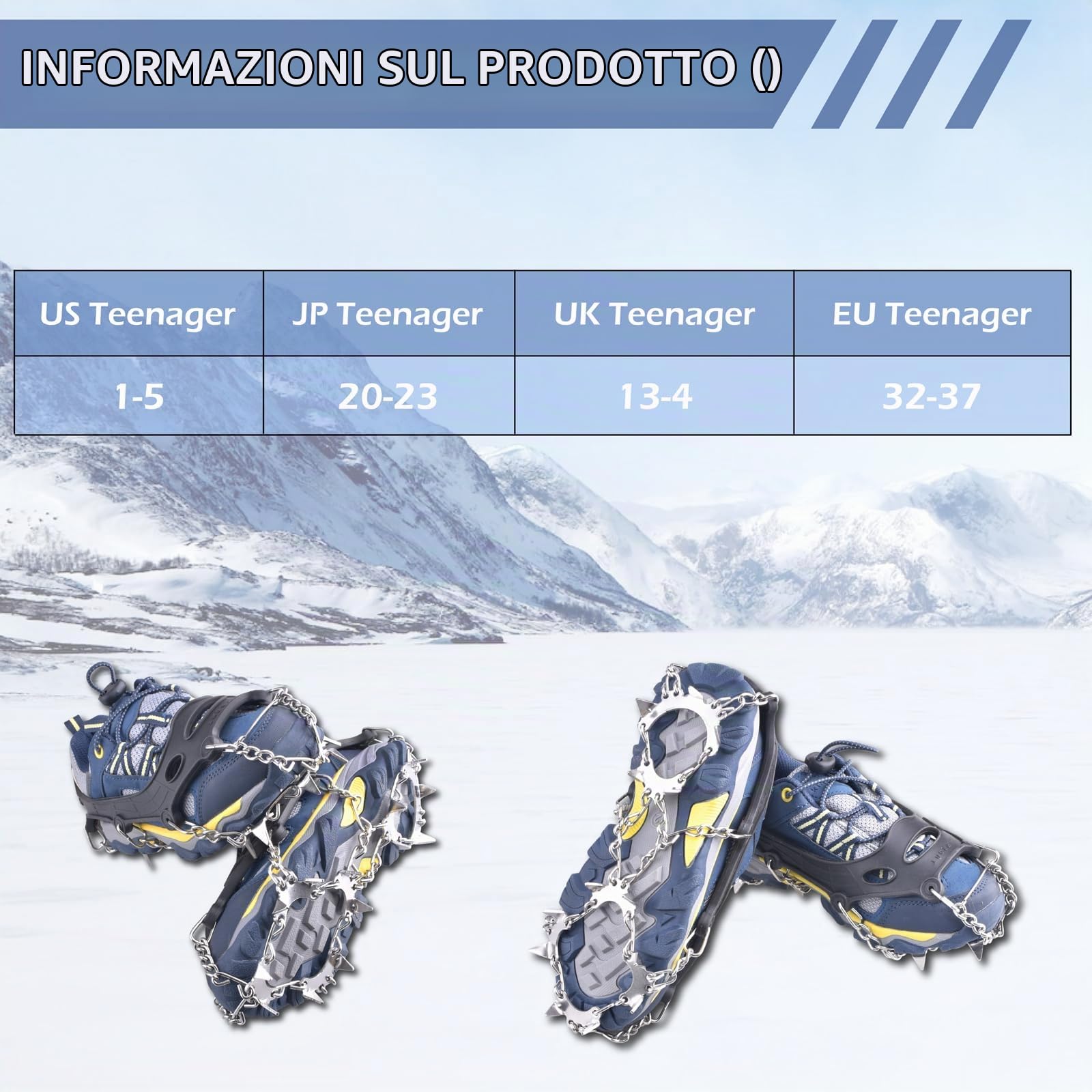 TRIWONDER Ramponi per Scarponi Antiscivolo, Ramponcini da Neve in Acciaio 201 per Uomo Donna e Bambini, per Escursioni Alpinismo Pesca e Camminate su Ghiaccio