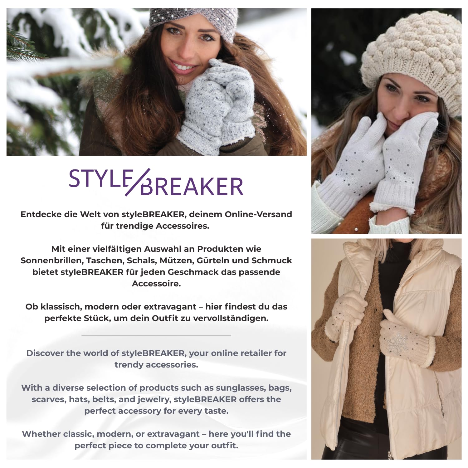 styleBREAKER 09010040 Gants d'hiver chauds pour femme avec motif grain de riz et polaire