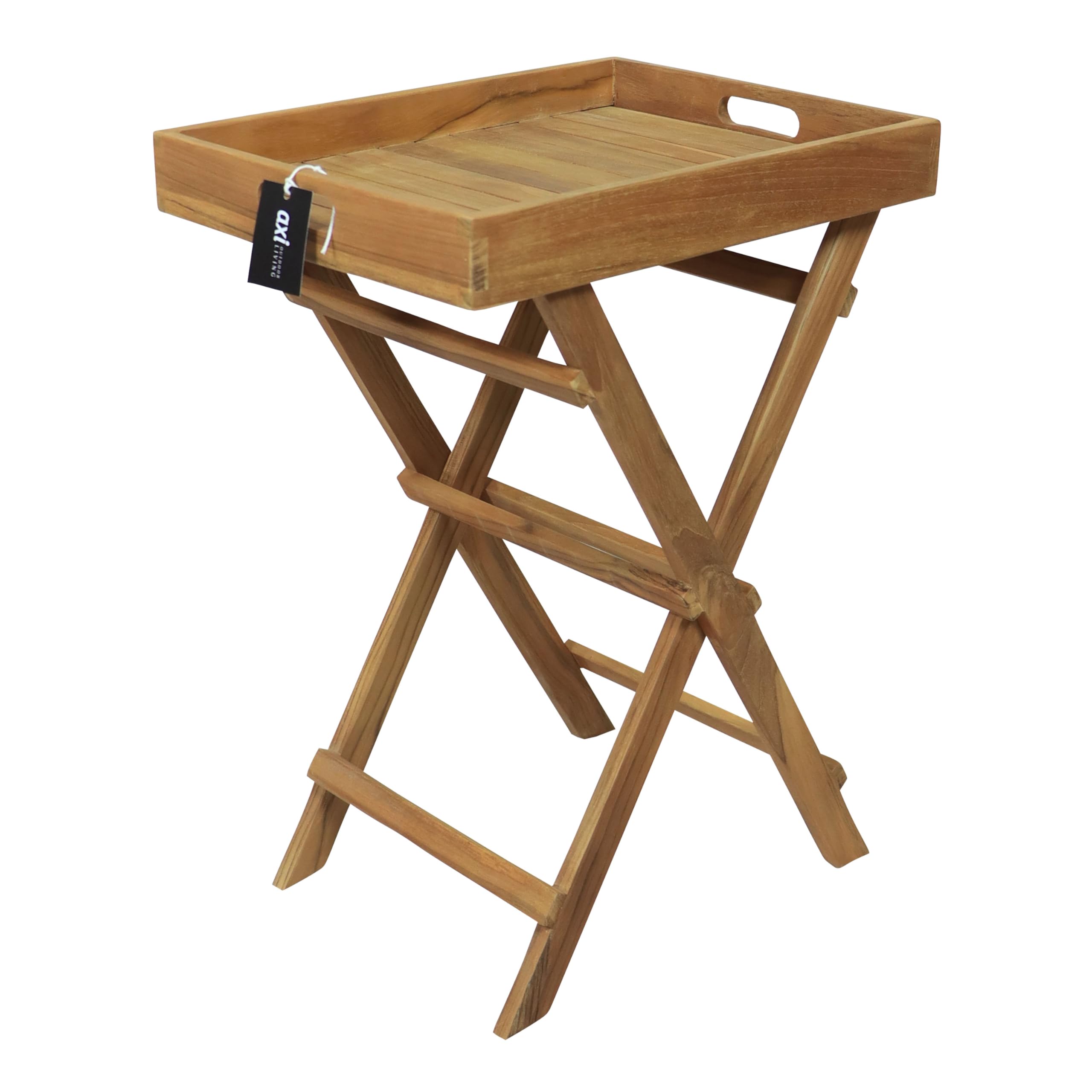Table d'appoint en bois de teck AXI Inda avec plateau amovible pliable basse pour jardin