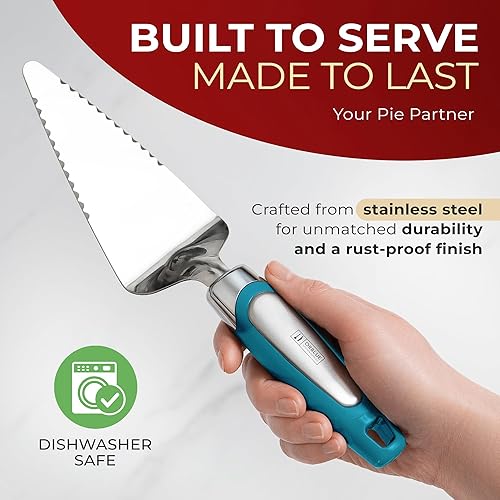 Miniatura 2 de Orblue Servidor para tartas, herramienta esencial de cocina, dentada en ambos lados, ideal para chef diestro o zurdo, cubiertos de acero inoxidable,