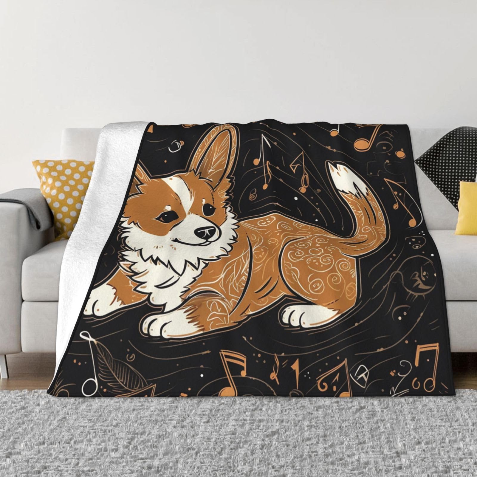 Couverture polaire Corgi contre le froid plaid leger et respirant lit voyage