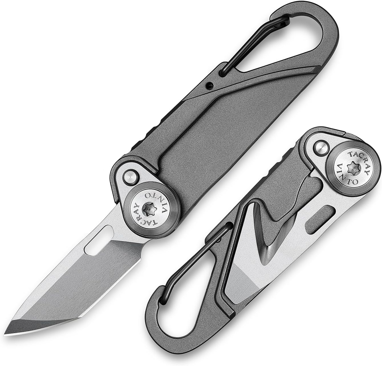 TACRAY Vinto 5-in-1 Titanium Small Pocket Knife – Ultra-Light Mini EDC Multitool Utility Knife with Folding Blade, Seatbelt Cutter, Bottle Opener & Screwdriver, Compact Everyday Carry