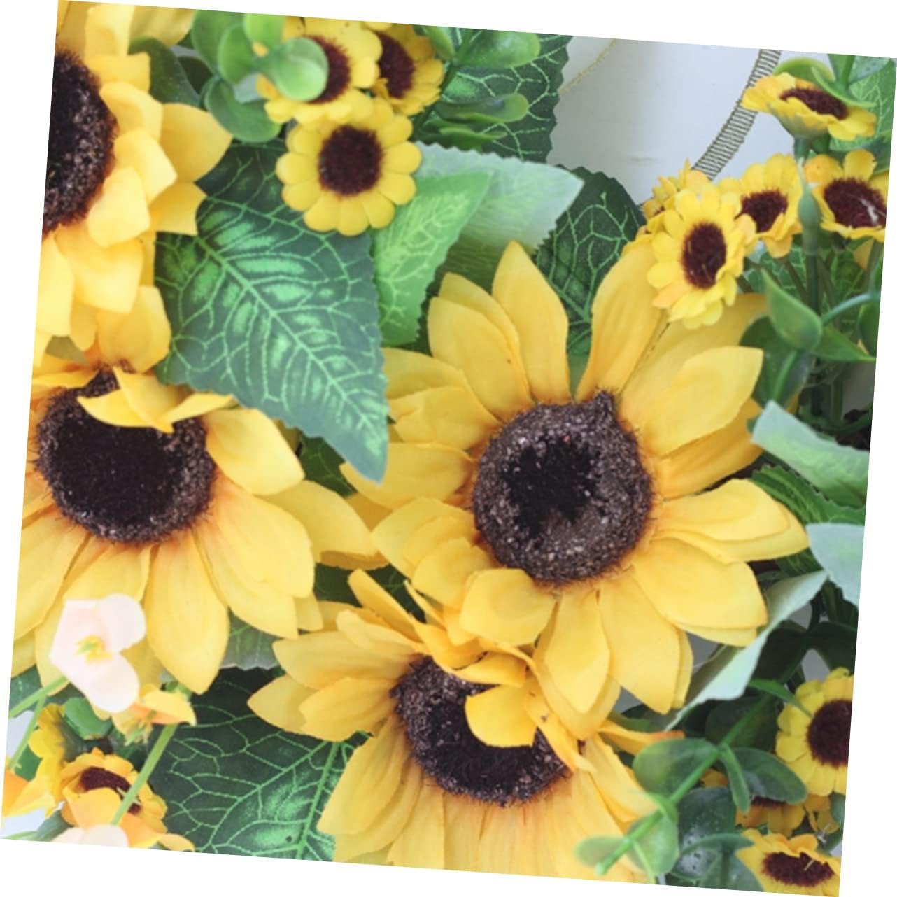 LIFKOME 1Pc Sunflower Garland Front Door Decoration Artificial Yellow Floral Wreath with Greenery for Indoor Outdoor Use Cheerful Home Decor for Living Bedroom and Entryway