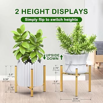 Metal Plant Stands Indoor Adjustable,Plant Pot Stand 20-30cm,Plant Holder for Outdoor Home Garden Corner Porch, Flower Stand for Living Room Bedroom-Gold 1 Pack