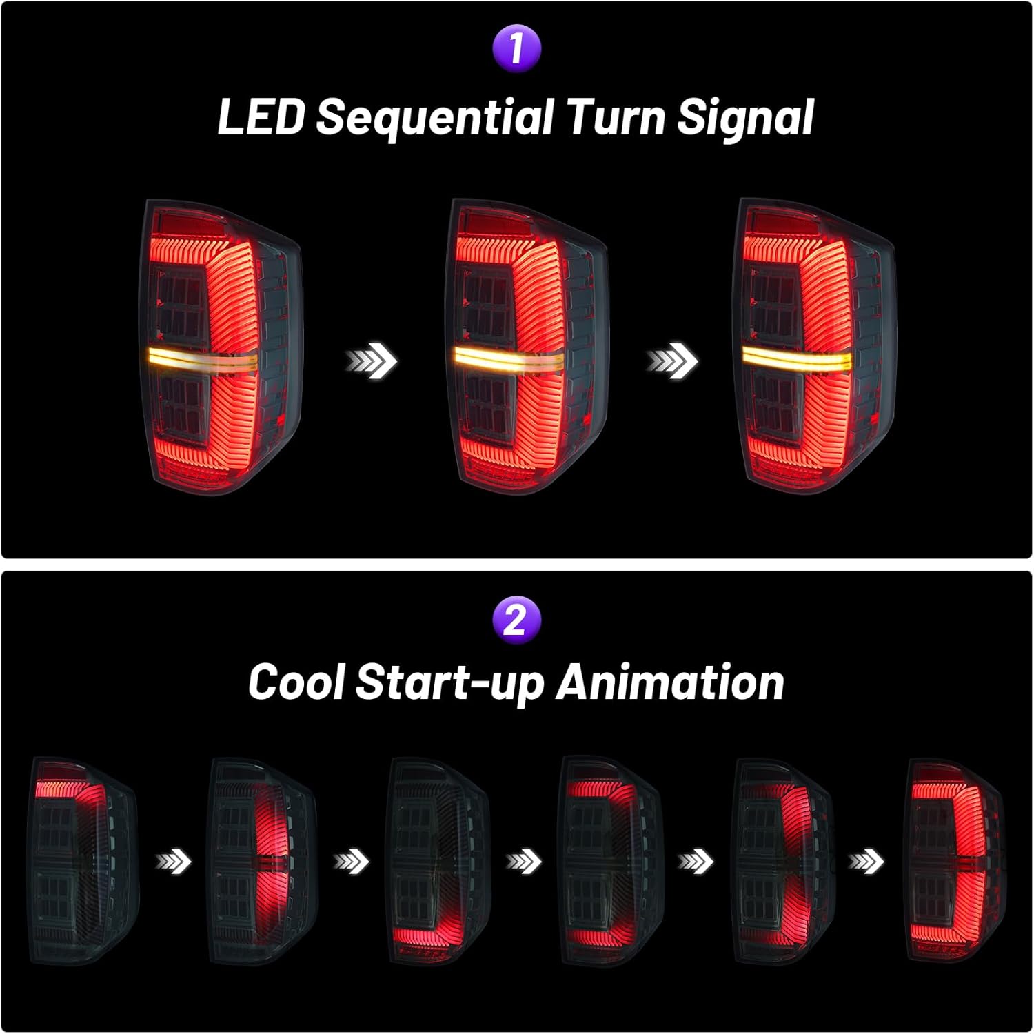 Led Tail Lights Assembly for 2014-2021 Toyota Tundra SR/SR5/Limited/Platinum/1794/TRD Pro Tundra Tail/Rear/Back Lights (A)