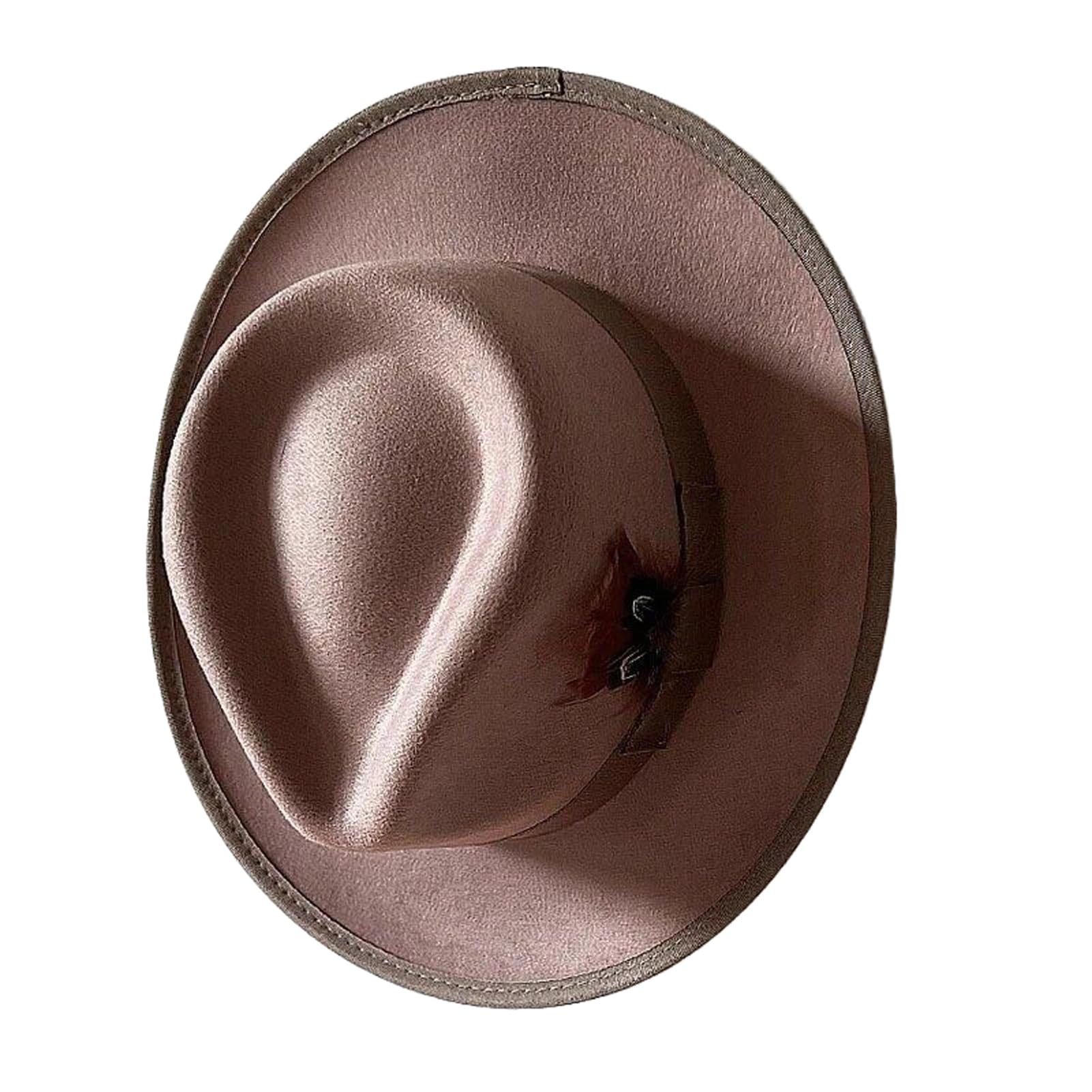 Sombrero Fedora de fieltro hecho a mano con plumas vintage para hombre, sombrero de ala curvada para caballero, vestido de fiesta