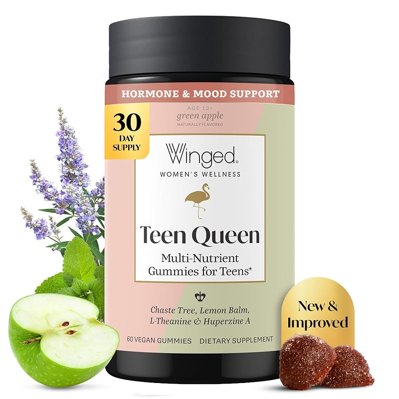Winged Wellness Multivitamínico em Gomas para Adolescentes com Chaste Tree, Lemon Balm, L-Theanine e Huperzine A, 60 gomas