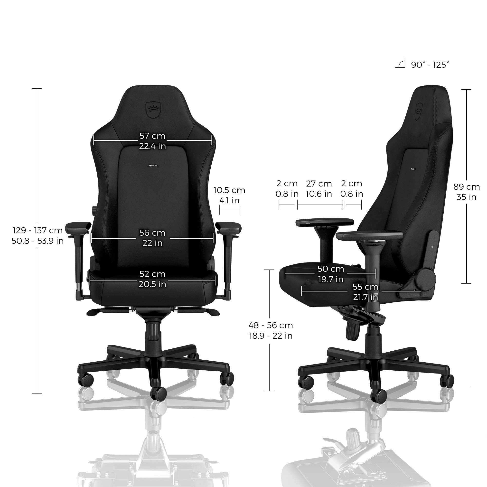 noblechairs Hero Black Edition - Hochwertiger und langlebiger Gaming Stuhl inklusive Kissen, atmungsaktives Kunstleder, Premium-Verarbeitung