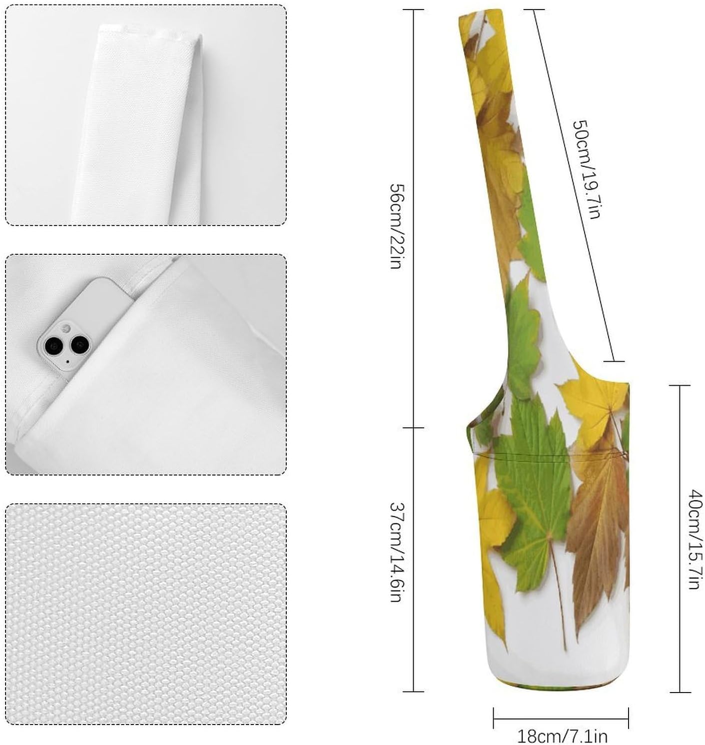 Leaves Canvas Yoga Mat Bag Yoga Mat Carrier image 2