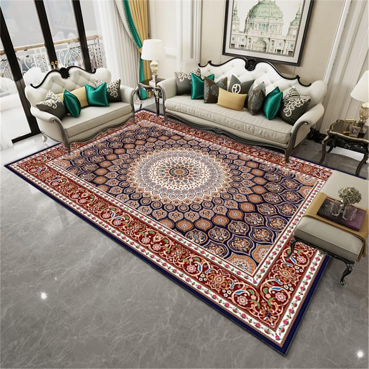 Déco chambre garçon bleu résistante et tendance : tapis style rétro moderne 160X200