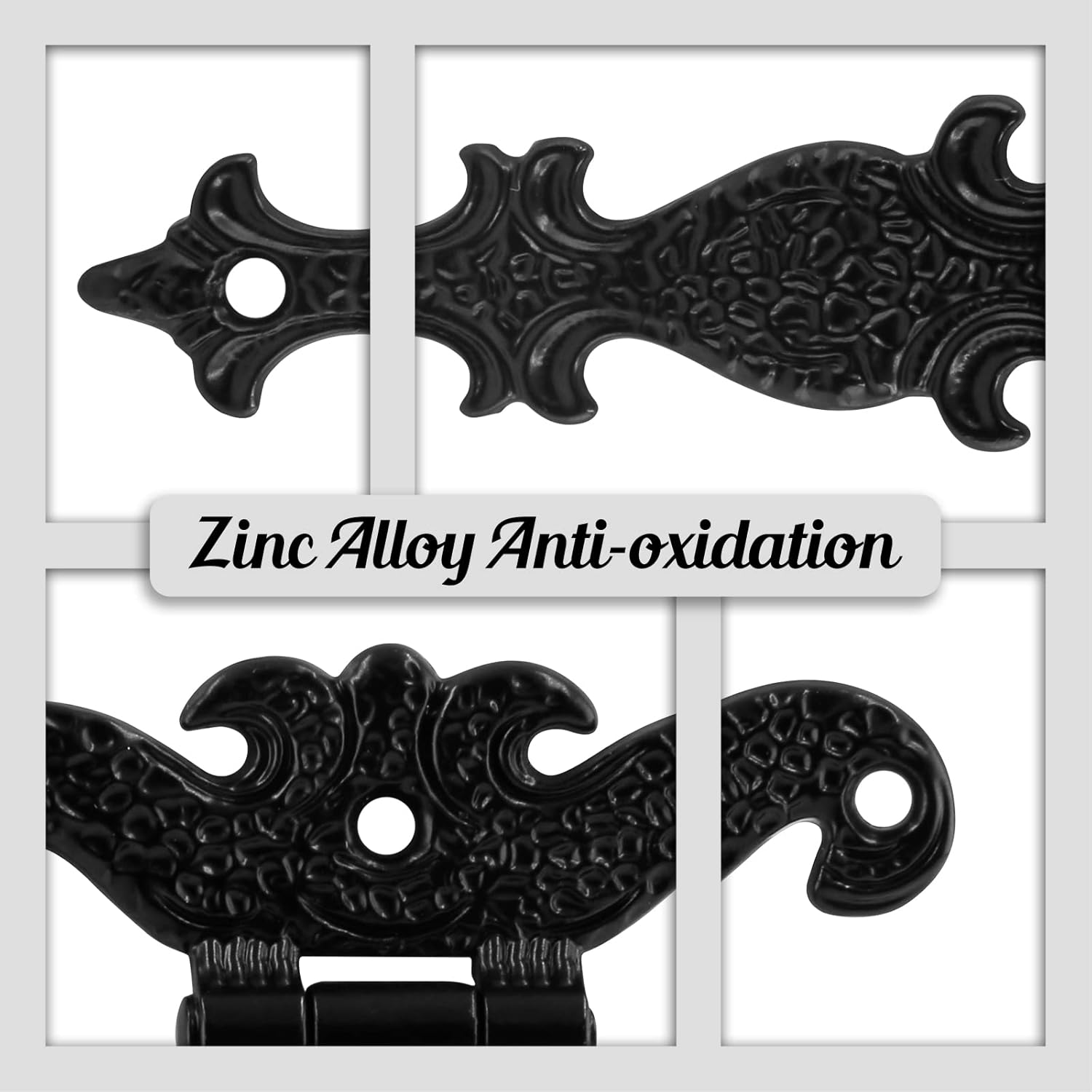 4Pcs Tee-Strap Hinges Heavy Duty Hinges Hardware Antique Black Decorative Gemel for Barn Door,Gate with Screws (4.33" *2.75")
