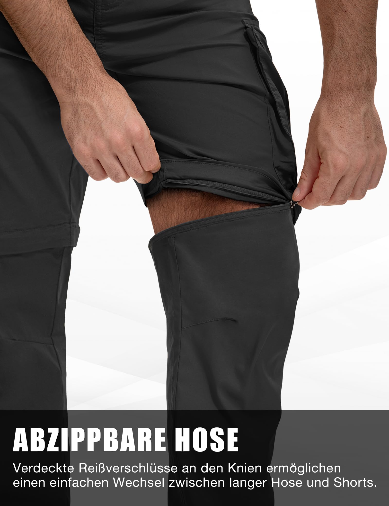 MOURCE Pantalones de senderismo para hombre, con cremallera, ligeros, de secado rápido, 8 bolsillos, para camping, viajes, pesca